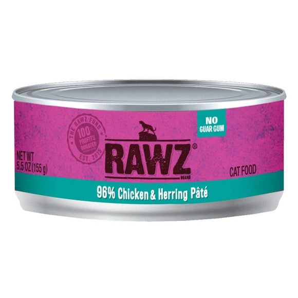 RAWZ 96%  Chicken and Herring Pate for cats 24 x 5.5 oz Cans - Pet Food Online by Naturally Urban