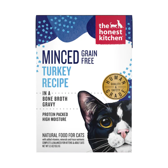 Honest Kitchen  - Grain Free Minced Turkey in Bone Broth for Cats 12 x 5.5oz