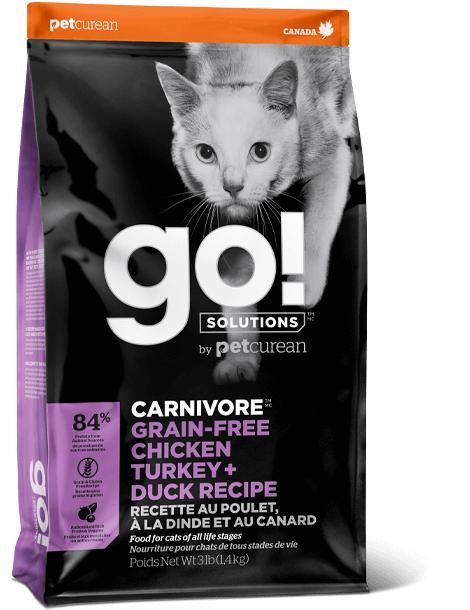 GO! CARNIVORE Cat GF Chicken  Turkey + Duck 7.2kg - Naturally Urban Pet Food Shipping