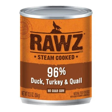 RAWZ 96% Duck, Turkey & Quail for DOGS 12 x 12.5 oz cans