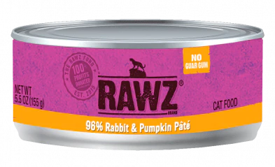 Rawz 96% Rabbit & Pumpkin Pate 24 x 5.5 oz cans for cats