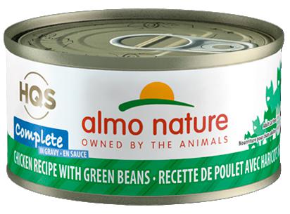 ALMO NATURE HQS COMPLETE CAT Chicken recipe with Green Bean in gravy 24 X 70 gram cans