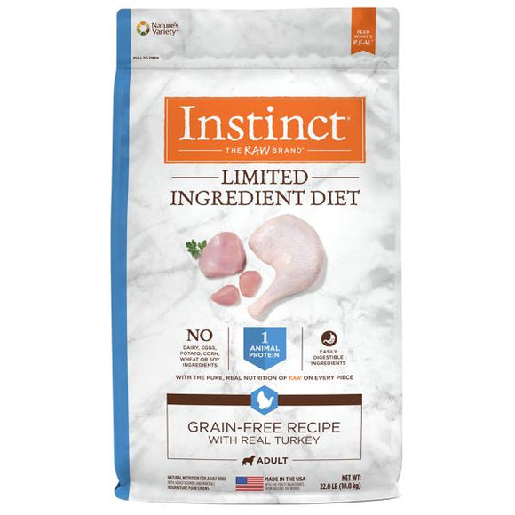 Nature's Variety Instinct Grain-Free L.I.D. Diet Turkey Meal Formula for Dogs  20 lbs. bag