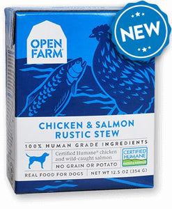 Open Farm Harvest Chicken & Salmon Rustic Stew for Dogs 12 x 12.5 oz Tetra Packs