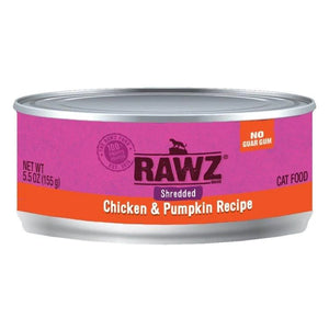 RAWZ Shredded Chicken and Pumpkin for cats 24 x 5.5 oz Cans - Pet Food Online by Naturally Urban