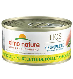 ALMO NATURE HQS COMPLETE CAT Chicken recipe with Zucchini in Gravy 24 X 70 gram cans