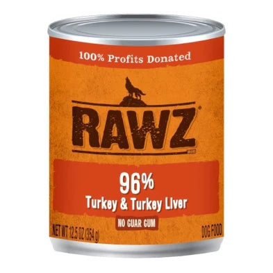 RAWZ 96% Turkey & Turkey Liver for DOGS 12 x 12.5 oz cans