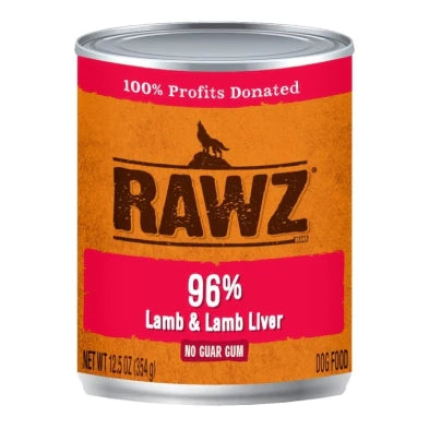 RAWZ 96% Lamb & Lamb Liver for DOGS 12 x 12.5 oz cans