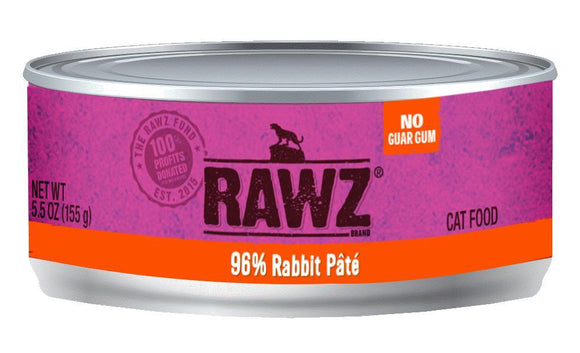 Rawz 96% Rabbit Pate 24 x 5.5 oz cans for cats - Naturally Urban Pet Food Shipping