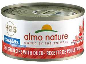 ALMO NATURE HQS COMPLETE CAT Chicken recipe with Duck in gravy 24 X 70 gram cans