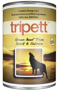 Tripett Green Beef Tripe  Duck & Salmon 12 x 396 gr cans - Pet Food Online by Naturally Urban