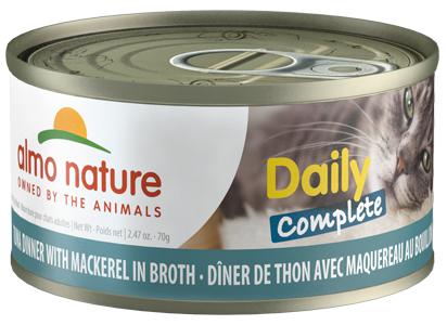 ALMO NATURE DAILY COMPLETE CAT Tuna Dinner with Mackerel in Broth 24 X 70 gram cans